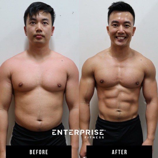 Enterprise Fitness client before and after